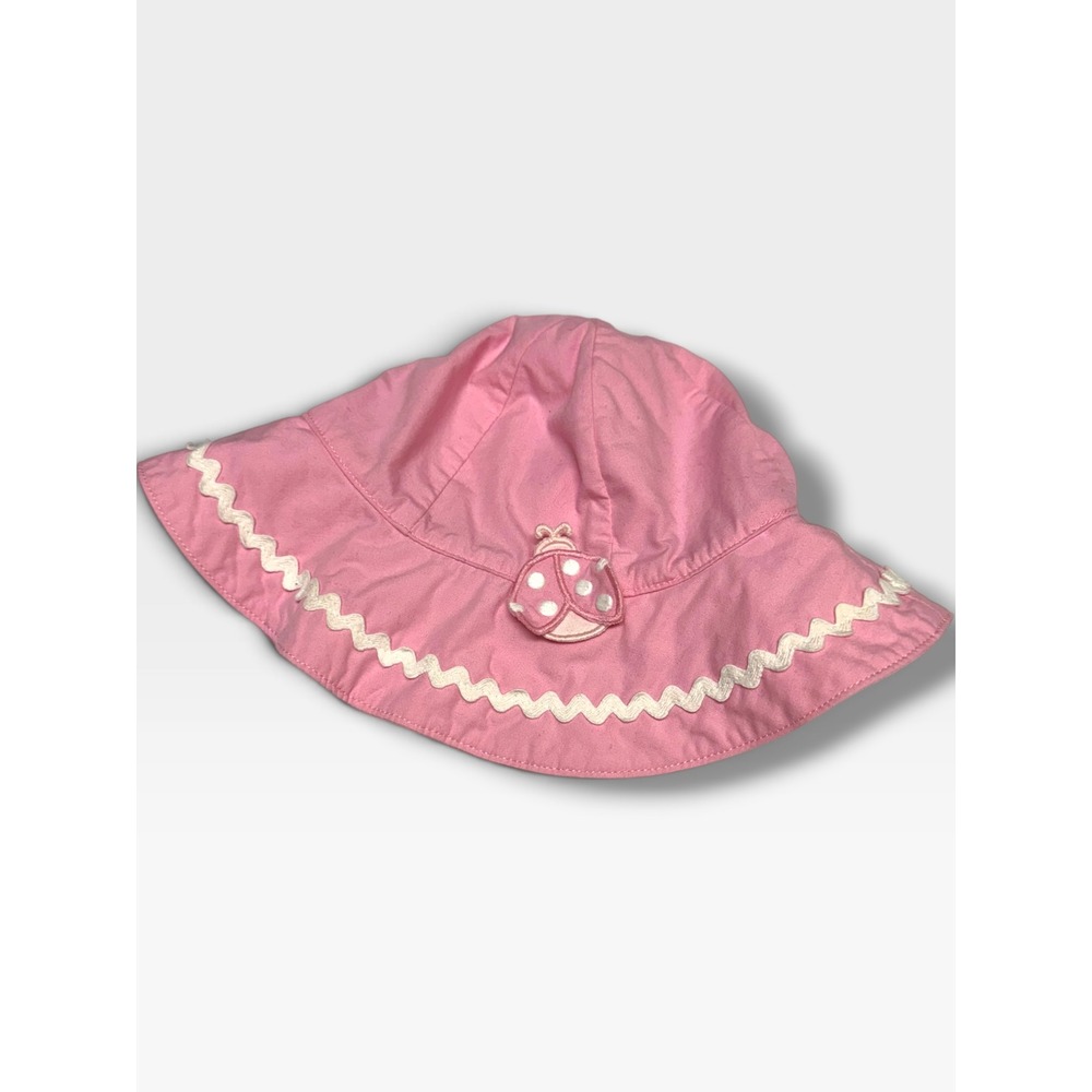 Gymboree Pink Ladybug Cotton Bucket Sun Hat RicRac Trim 12-24 M Sunflower Fields